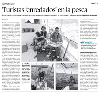 www.pechetourisme-espagne.fr Nouvelles, vidéos et reportages de Diari de Menorca sur Pêchetourisme Espagne (Pescaturismo)
